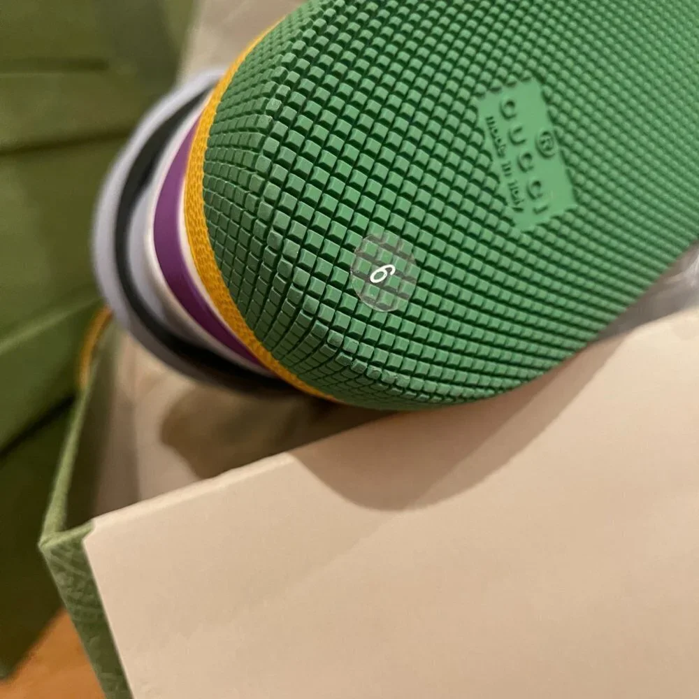 GUCCI  BASKET  "BLACK DEMETRA" MENS HIGH TOP SNEAKER SHOE, SIZE G 6 - Picture 9 of 13